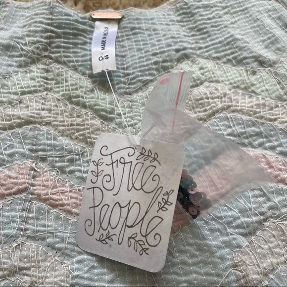 Free People Pastel Sequin, Beaded Fringe Boho/ Flapper Style Cape O/S One Size - Picture 10 of 15